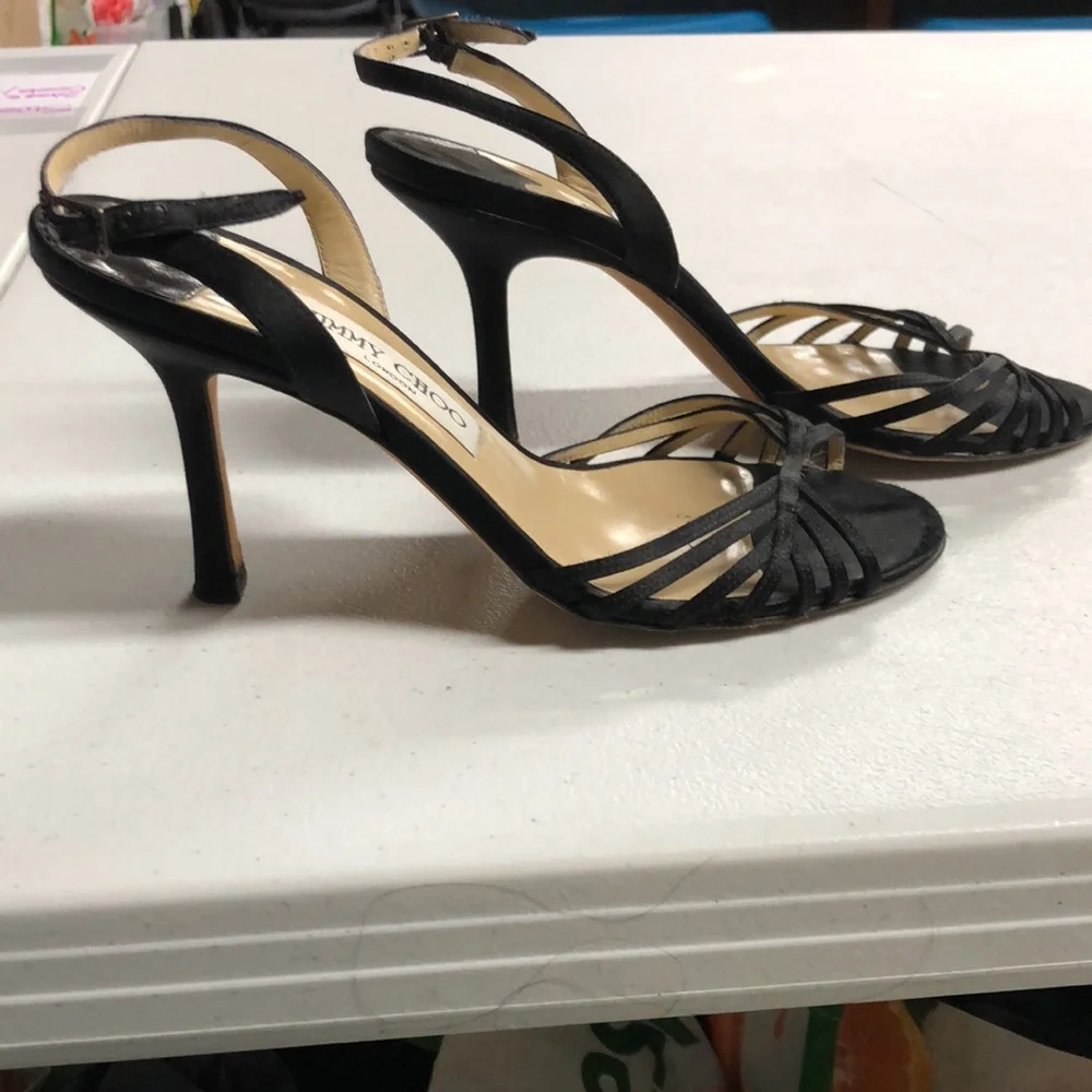 Jimmy Choo Black Satin Sandals size 7 - Picture 3 of 7